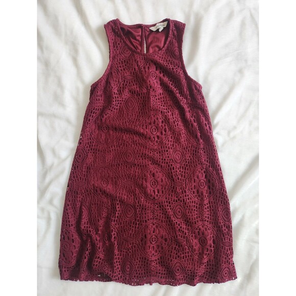 Burgundy Red Short Lace Dress, Sleeveless Size XS - Picture 1 of 1